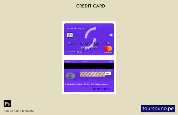 lista para imprimir plantilla de mastercard del banco Starling del Reino Unido